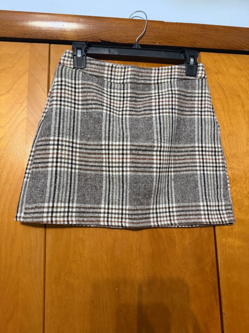 Plaid Mini Skirt in Gray and Cream